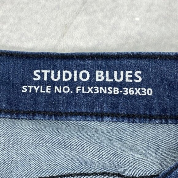 Mugsy Studio‎ Blue Jeans Men's 34x29 FLX3NSB Slim Straight Dark Wash Stretch - Picture 4 of 16